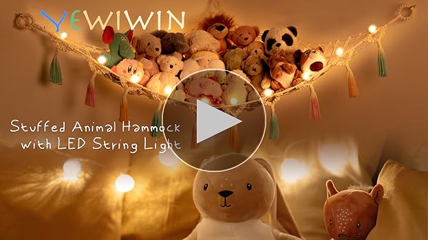 Stuffed Animal Net or Hammock with Light,Yewiwin Macrame